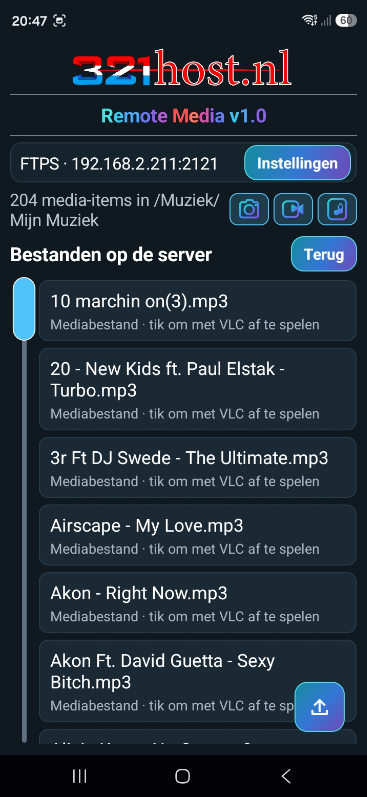 Remote Media: Bestandslijst